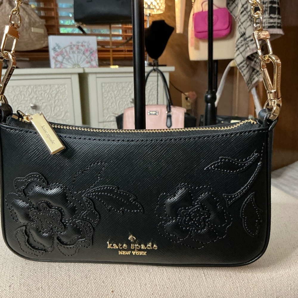 Kate Spade Black Crossbody Bag with Floral Design - Picture 14 of 16
